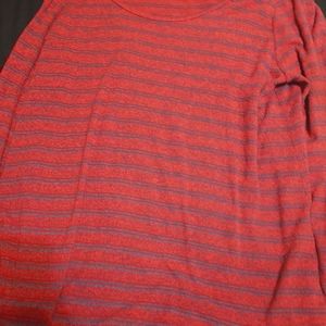LuLaRoe red with blue stripes long sleeve shirt